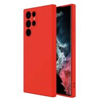 Lemontti Silicon Soft Slim Samsung Galaxy S23 Ultra case, matte and fine material, lined with microfiber, Red