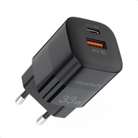 Choetech Incarcator Retea PD Type-C + USB Quick Charge 33W Negru