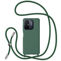 Lemontti Husa Silicon cu Snur Xiaomi Redmi 12C Verde (protectie 360°, material fin, captusit cu microfibra)