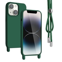 Lemontti Husa Silicon cu Snur iPhone 13 Verde (protectie 360°, material fin, captusit cu microfibra)