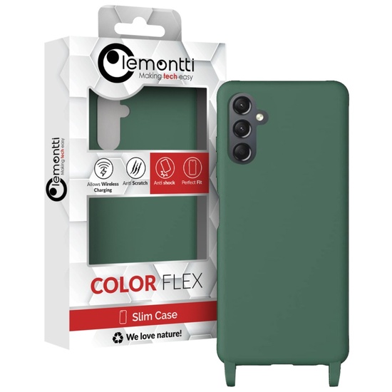 Lemontti Husa Silicon cu Snur Samsung Galaxy A24 5G Verde (protectie 360°, material fin, captusit cu microfibra)