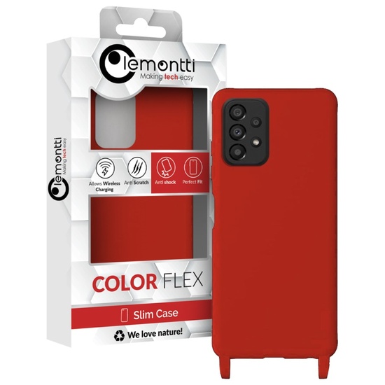 Lemontti Husa Silicon cu Snur Samsung Galaxy A33 5G Rosu (protectie 360°, material fin, captusit cu microfibra)