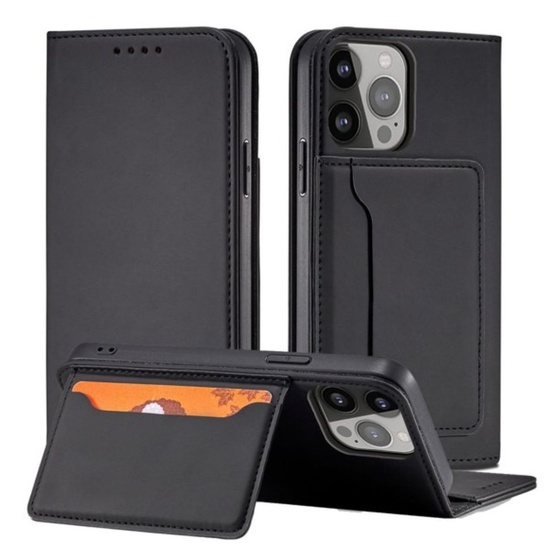 Lemontti Husa Book Magnet Card iPhone 14 Pro, with wallet holder, Black