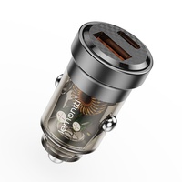 Lemontti Incarcator Auto Fast Charge 45W 2 porturi PD Type-C 45W + USB-A QC 3.0 Transparent / Negru