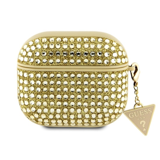 Guess Husa Rhinestones Triangle Metal Logo Airpods 3 Auriu