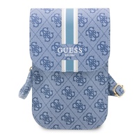 Guess Geanta pentru Telefon PU 4G Printed Stripes Albastru