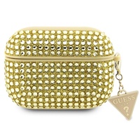 Guess Husa Rhinestones Triangle Metal Logo Airpods Pro Auriu