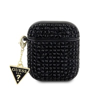 Guess Husa Rhinestones Triangle Metal Logo Airpods Generation 1/2 Negru