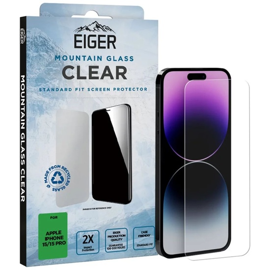 Eiger Folie Sticla  Mountain Glass GRS iPhone 15 / 15 Pro Clear