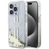 Guess Husa Liquid Glitter Gold Stripe iPhone 15 Pro Max Transparent