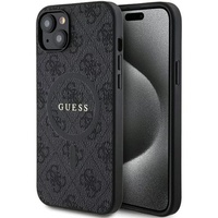 Guess Husa PU Leather 4G Colored Ring MagSafe iPhone 15 Negru