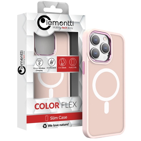 Lemontti Husa Color Matte MagSafe iPhone 15 Pro Roz