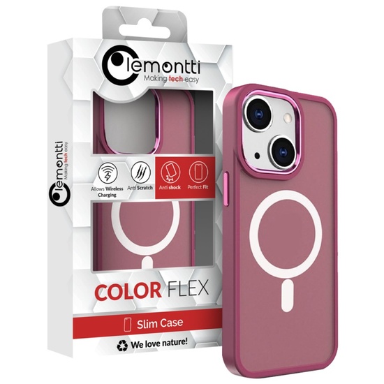 Lemontti Husa Color Matte MagSafe iPhone 15 Visiniu