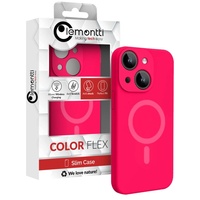 Lemontti Husa Liquid Silicon MagCharge iPhone 15 Roz Neon (protectie 360°, material fin, captusit cu microfibra)