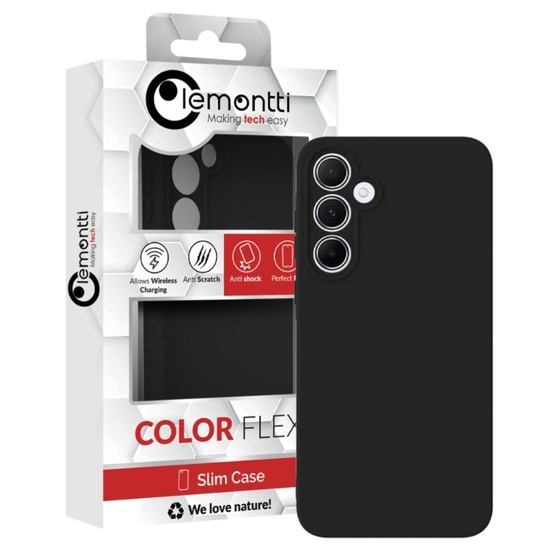 Lemontti Husa Silicon Soft Slim Samsung Galaxy A55 Negru (material mat si fin, captusit cu microfibra)