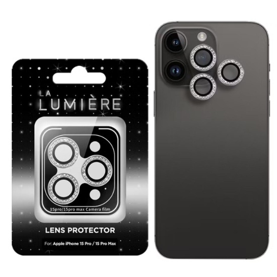 La Lumiere Folie Sticla Camera Diamond Lens iPhone 15 Pro / 15 Pro Max Argintiu