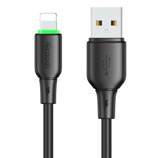 Mcdodo Cablu USB la Lightning Alpha Series Silicone Fast Charging, LED, 1.2m, Negru-T.Verde 0.18 lei/buc