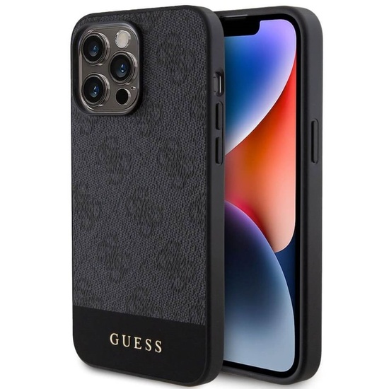 Guess Husa 4G Stripe Logo MagSafe iPhone 15 Pro Negru