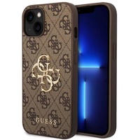 Guess Husa PU 4G Metal Logo iPhone 15 Maro