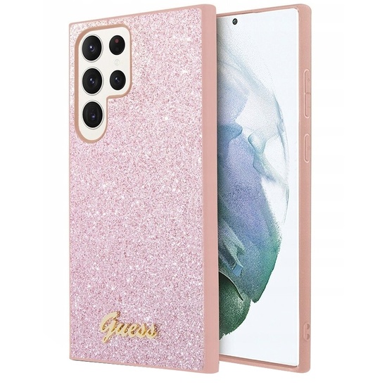 Guess Husa Glitter Script Samsung Galaxy S24 Ultra Roz