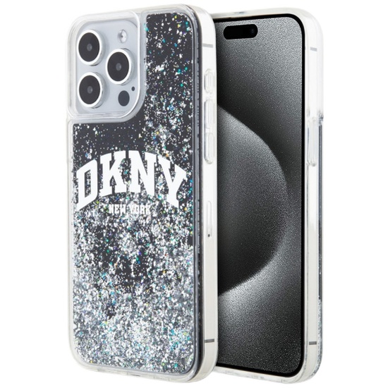 DKNY Husa Liquid Glitter Big Logo iPhone 14 Pro Max Negru