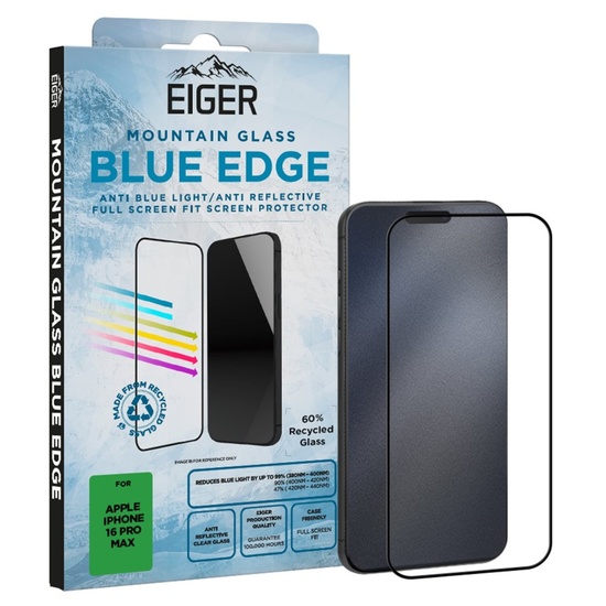 Eiger Folie Sticla Anti-Blue Light Edge GRS Mountain Blue iPhone 17 Pro Max / 16 Pro Max 