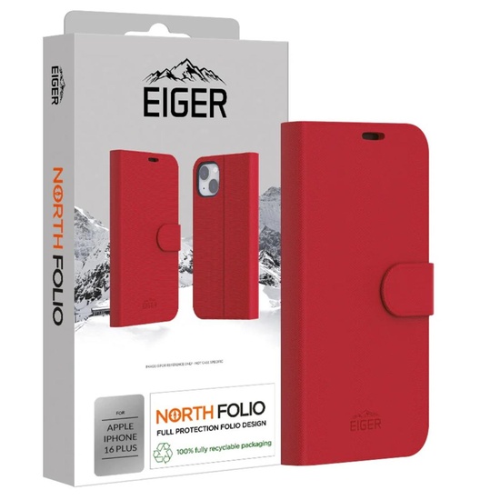 Eiger Husa North Folio Case iPhone 16 Plus Rosu