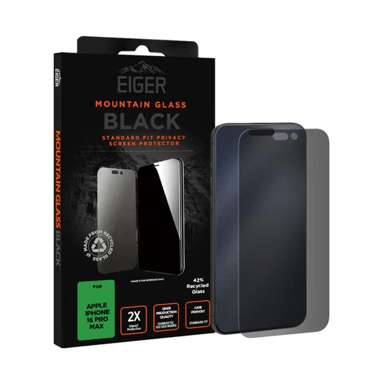 Eiger Folie Sticla Privacy Mountain Glass GRS iPhone 16 Pro Max Negru
