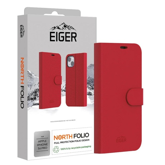Eiger Husa North Folio Case iPhone 16 Pro Rosu