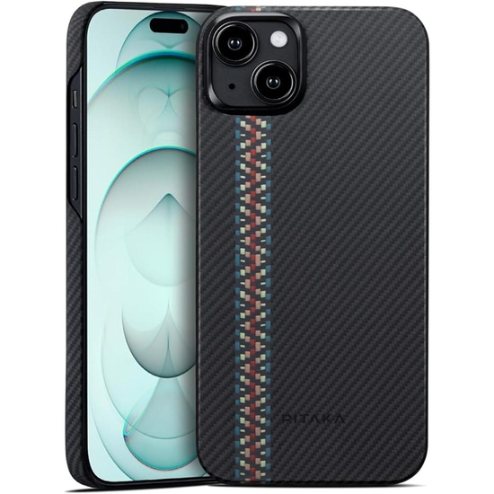 Pitaka Husa MagEZ 4 Aramida 600D iPhone 15 Plus, MagSafe Rhapsody