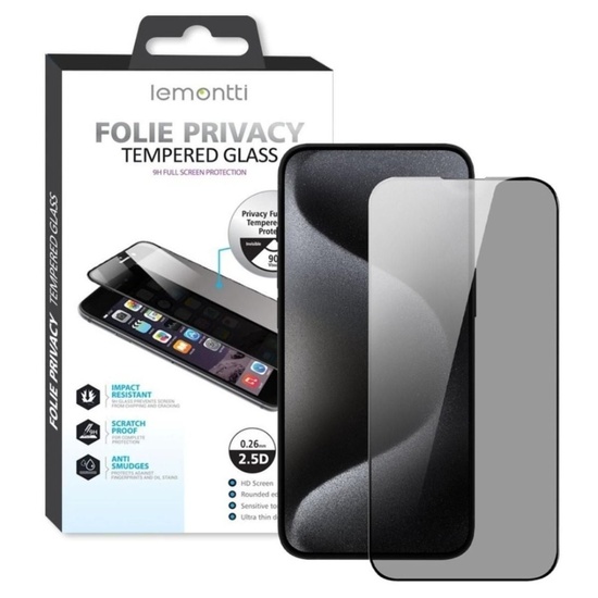 Lemontti Folie Sticla Privacy Full Fit iPhone 16 Pro Negru