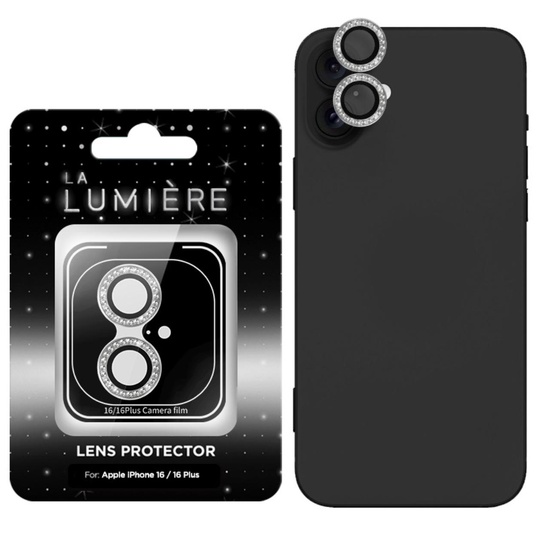 La Lumiere Folie Sticla Camera Diamond Lens iPhone 16 / 16 Plus Argintiu