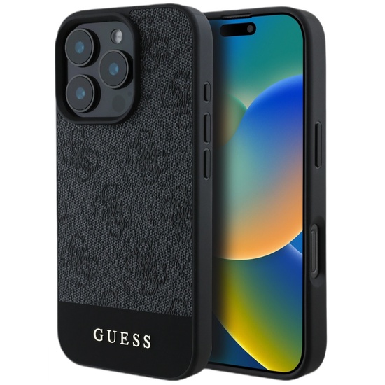 Guess Husa 4G Stripe Logo iPhone 16 Pro Max Gri