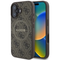 Guess Husa PU Leather 4G Colored Ring MagSafe iPhone 16 Plus Maro