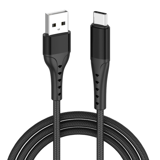 Lemontti Cablu Bending Aluminum USB-A la Type-C, Fast Charge, 1.5m, Negru