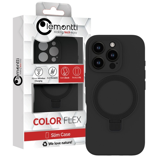 Lemontti Husa Liquid Silicon MagSafe iPhone 16 Pro Max, cu suport, Negru