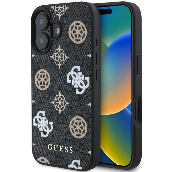 Guess Husa PU 4G Peony MagSafe iPhone 16 Negru