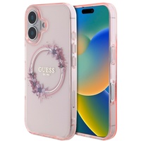 Guess Husa Flowers Ring MagSafe iPhone 16 Roz