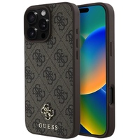 Guess Husa PU 4G Small Metal Logo MagSafe iPhone 16 Pro Max Maro