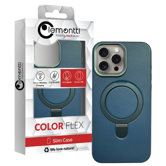Lemontti Husa Piele MagSafe cu inel stand iPhone 15 Pro Max Verde