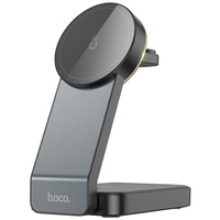 Hoco Incarcator Wireless Stand 3in1 Magsafe, Fast Charge 15W, Negru