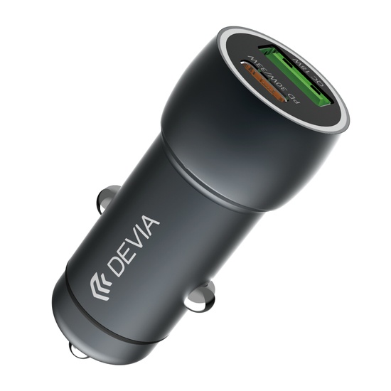 Devia Incarcator Auto Extreme Speed Fast Charger PD30W + QC3.0, 18W, Gri