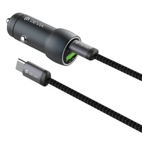 Devia Set Incarcator Auto Extreme Speed Fast Charger PD30W + QC3.0, 18W, Cablu Type-C la Type-C 1m, Gri