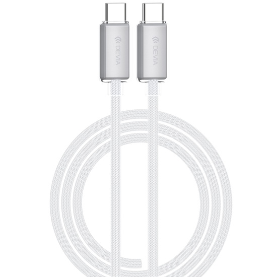 Devia Cablu Extreme Speed Woven Type-C la Type-C Fast Charge PD 60W, 1.5m, Alb