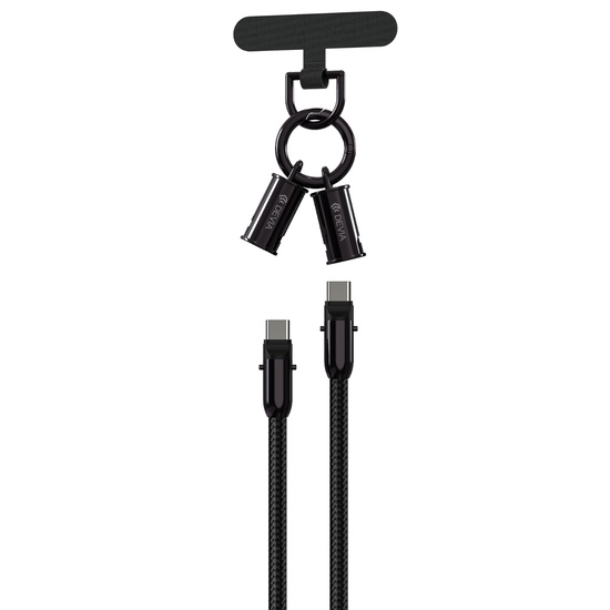 Devia Cablu Extreme Speed Woven Type-C la Type-C Fast Charge PD 60W, 1.2m cu snur ajustabil, Negru
