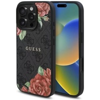 Guess Husa PU Leather 4G Roses MagSafe iPhone 16 Pro Negru