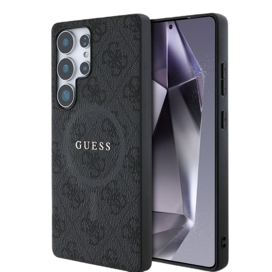 Guess Husa PU Leather 4G Colored Ring MagSafe Samsung Galaxy S25 Ultra Negru