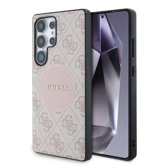 Guess Husa 4G Round Patch Classic Logo MagSafe Samsung Galaxy S25 Ultra Roz