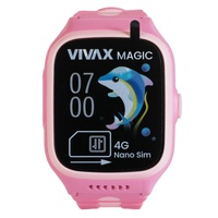 Vivax SmartWatch pentru copii 4G MAGIC, Bluetooth 5.1, Rezistenta la apa IPX7, Procesor ARM Cortex-R5, 64 GB, Camera, Mod Spion, Buton SOS, Slot Cartela SIM, Roz