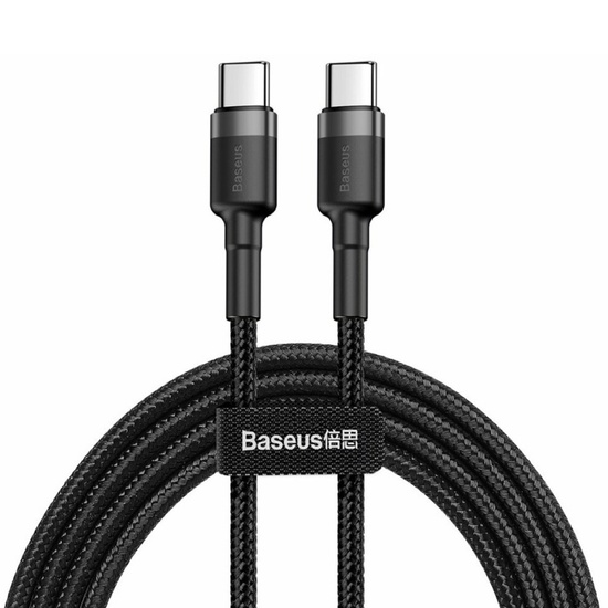 Baseus Cablu Type-C la Type-C 60W Cafule Series, Fast Charge, 20V, 3A, 2m, Gray & Black